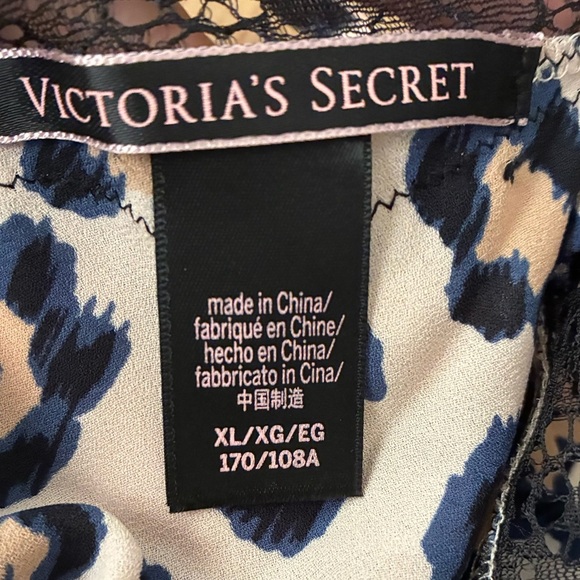 Victoria’s Secret Cheetah Print Black Lace Trim Criss Cross Slip Mid Dress XL - Picture 10 of 12